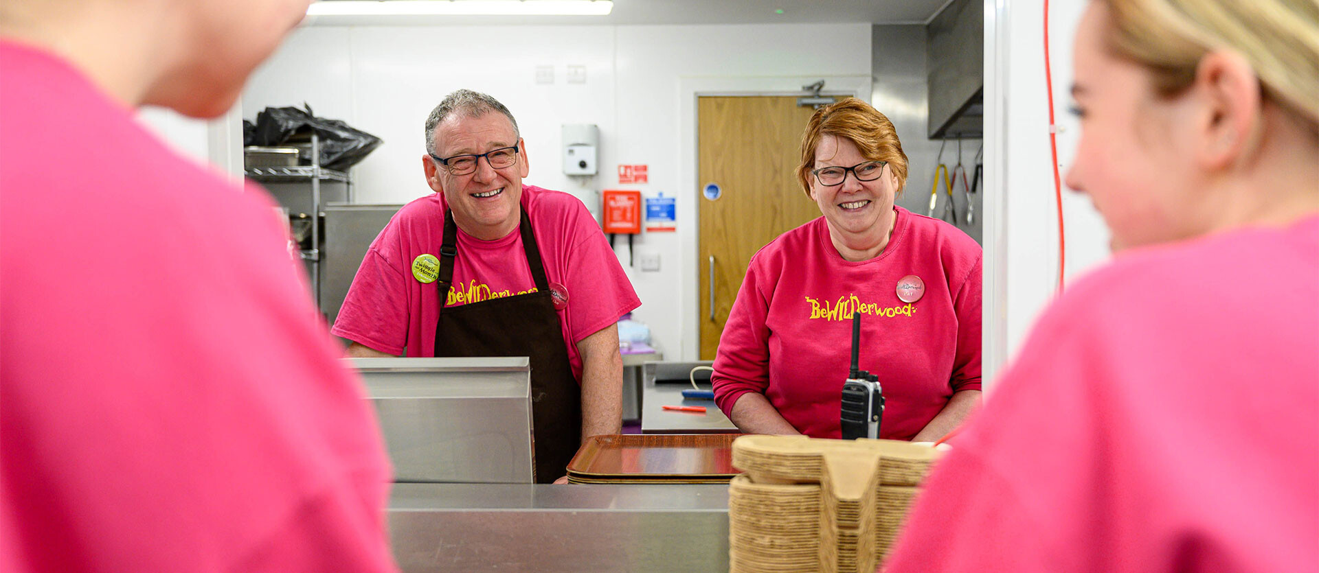 The catering team from BeWILDerwood Cheshire smile at the camera