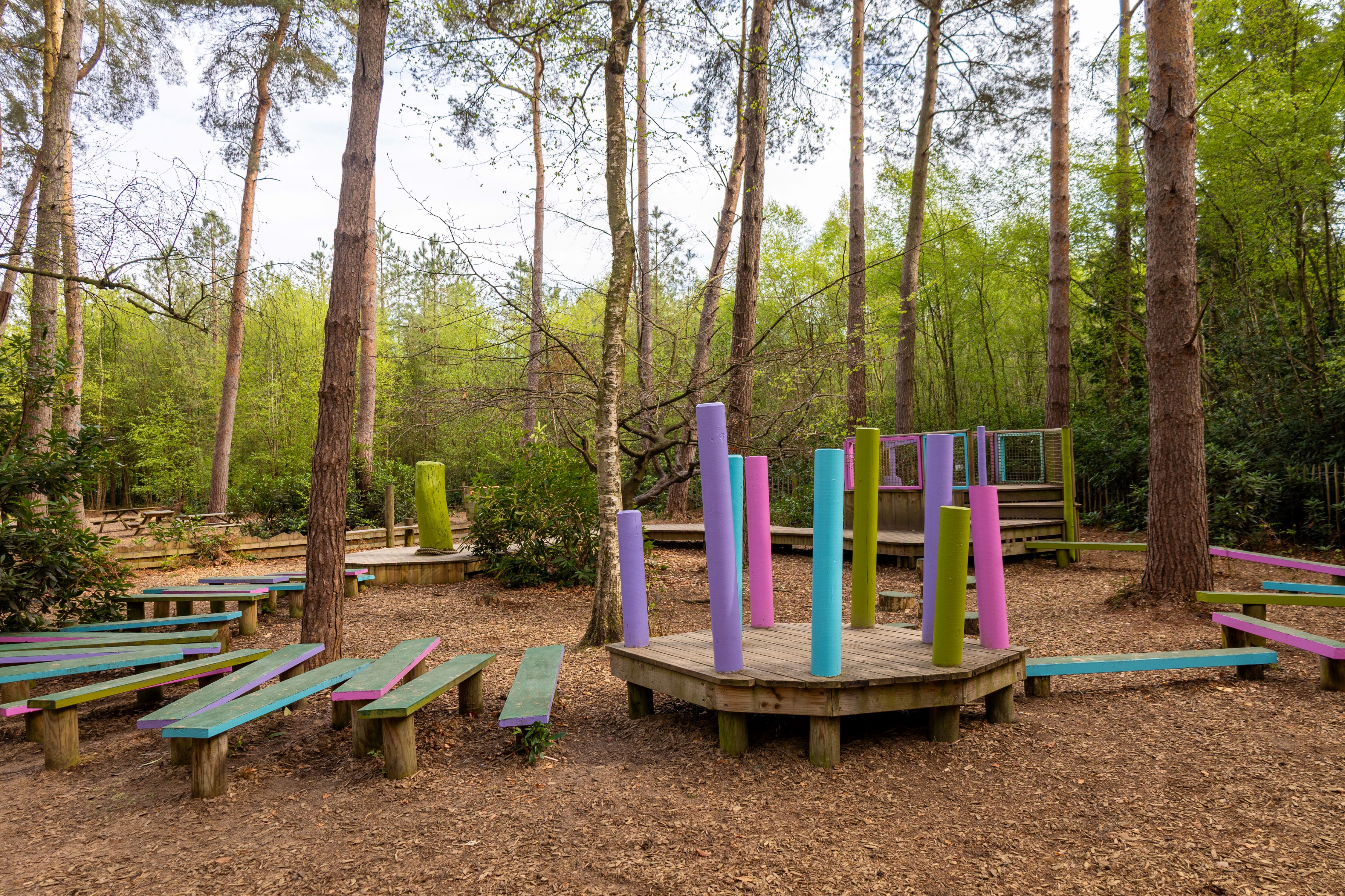 wooden play area at bewilderwood