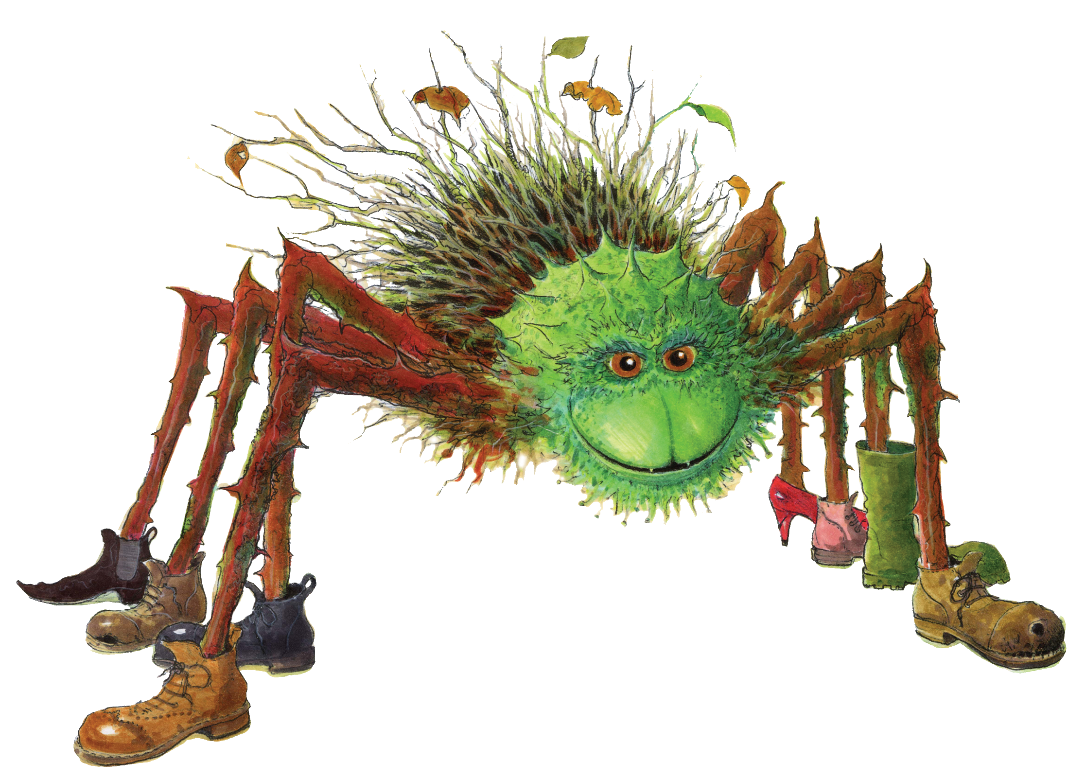 Illustration of the Thornyclod Spider character from Bewilderwood