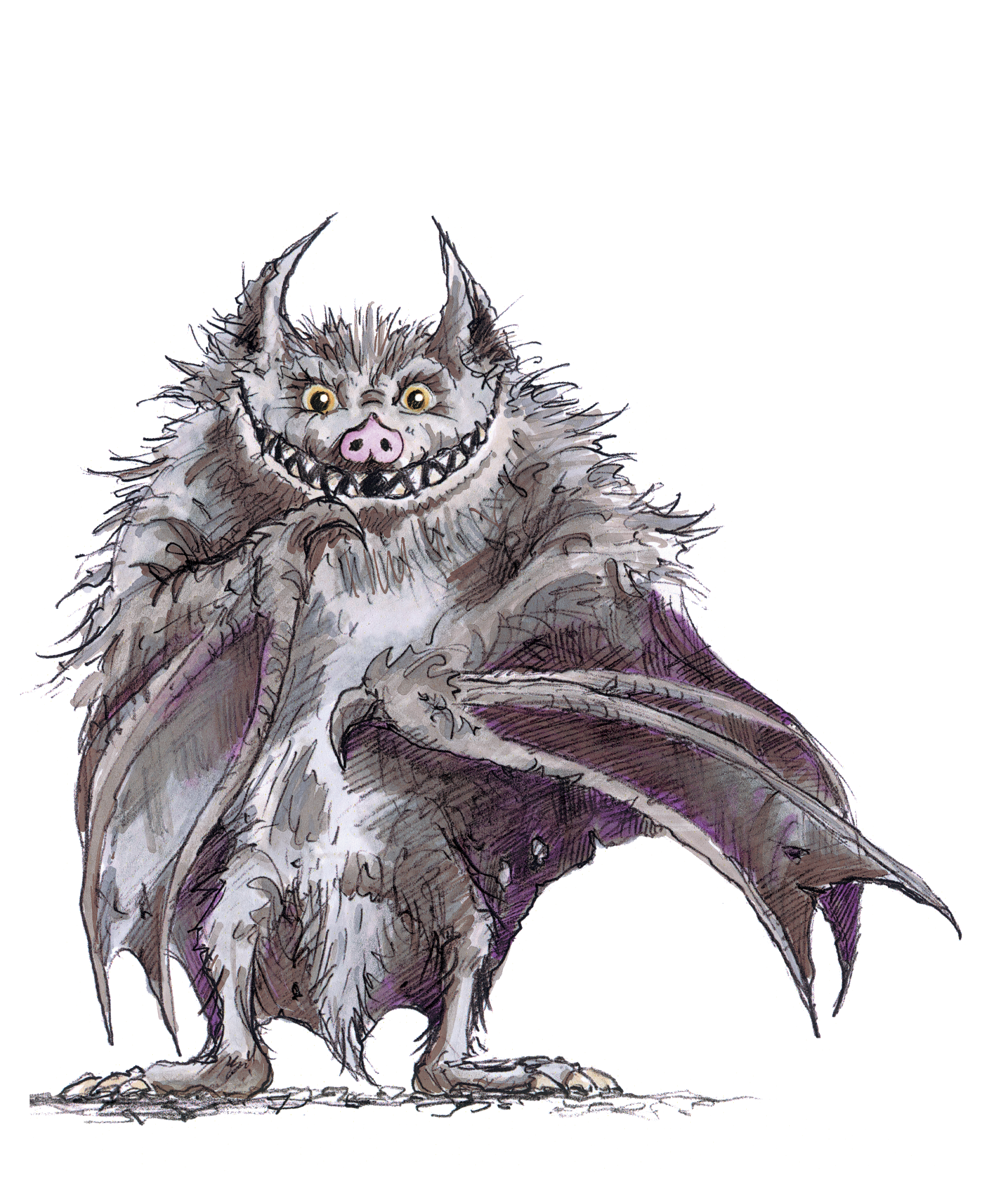 Illustration of Snagglefang the BeWILDerbat character from Bewilderwood